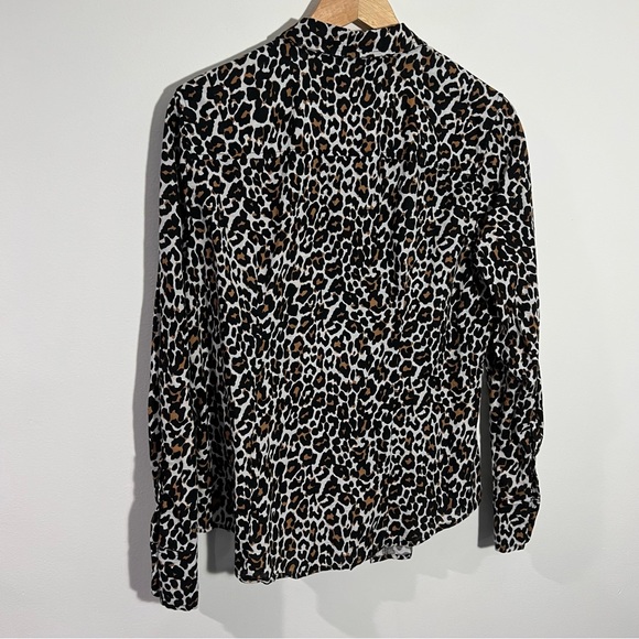J. Crew Leopard Cotton/Linen Slim Perfect Shirt Long Sleeve Size 16 - Picture 9 of 12